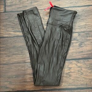 SPANX Faux Leather Brown Leggings